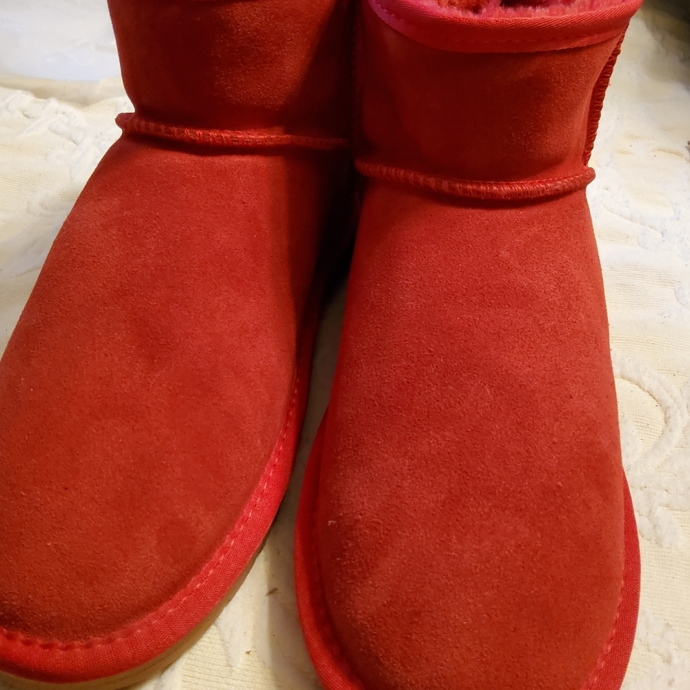 Red Faux Suede Ugg Boots